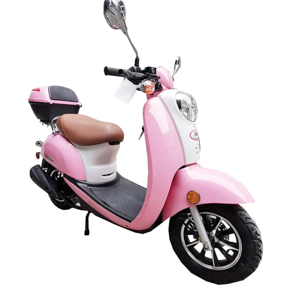 TrailMaster Milano 50N Gas Powered Scooter, 49cc 4-Stroke Engine, Electric/Kick Start, Max Speed 30 MPH, (Pre-Assembled, Pink)