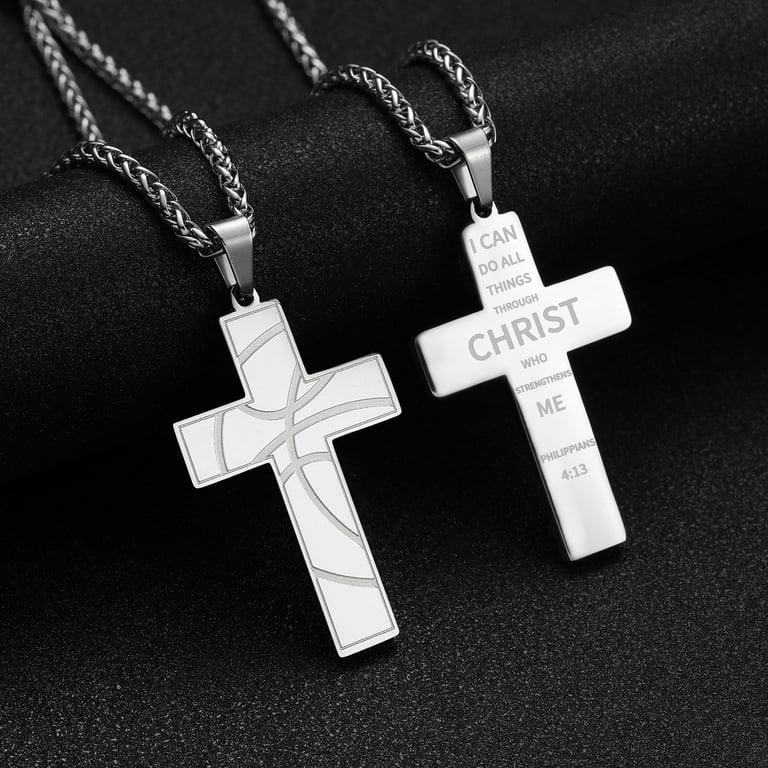 Dog Tag Cross Necklace for Men Boys Stainless Steel Dog Tag Pendant Chain  Bible Verse Military Army First Communion Confirmation Religious Christian