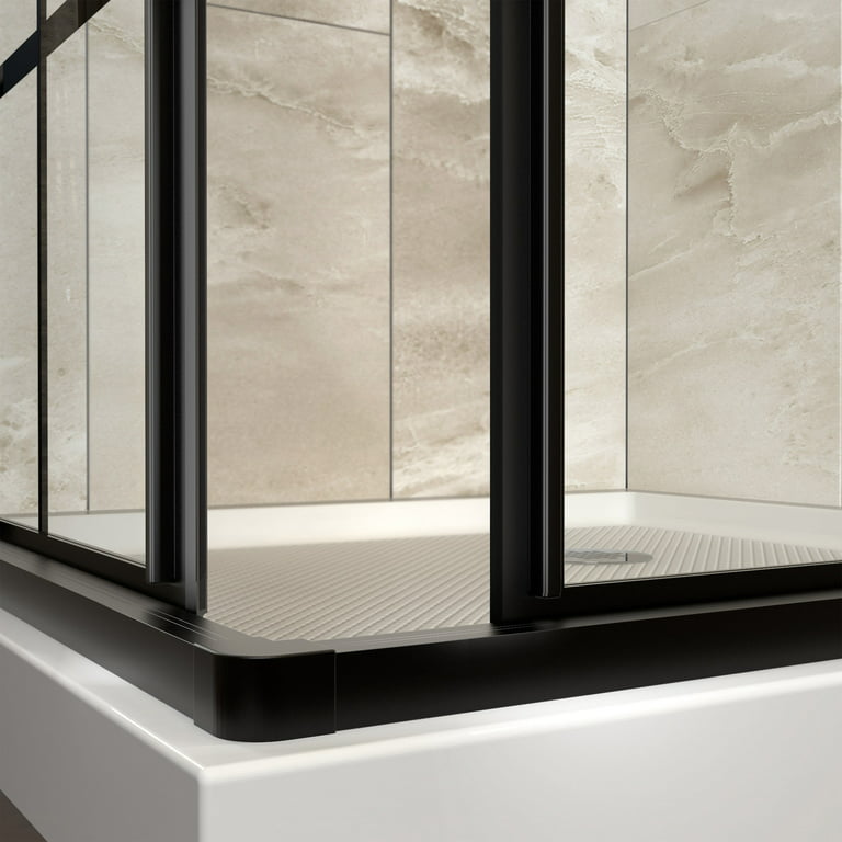 French Corner 40-1/2 Inch D x 40-1/2 Inch W x 72 Inch H Framed Sliding  Shower Enclosure in Satin Black