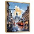thumbnail image 2 of Designart "Prague Popart City in Coral and Grey" Cityscapes Floater Framed Canvas Wall Art, 2 of 7