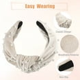 thumbnail image 4 of Unique Bargains Velvet Hair Headband Faux Pearl Knotted Headband for Women Girl Beige 6.69"x4.72"x1.38" Wide Headband, 4 of 7