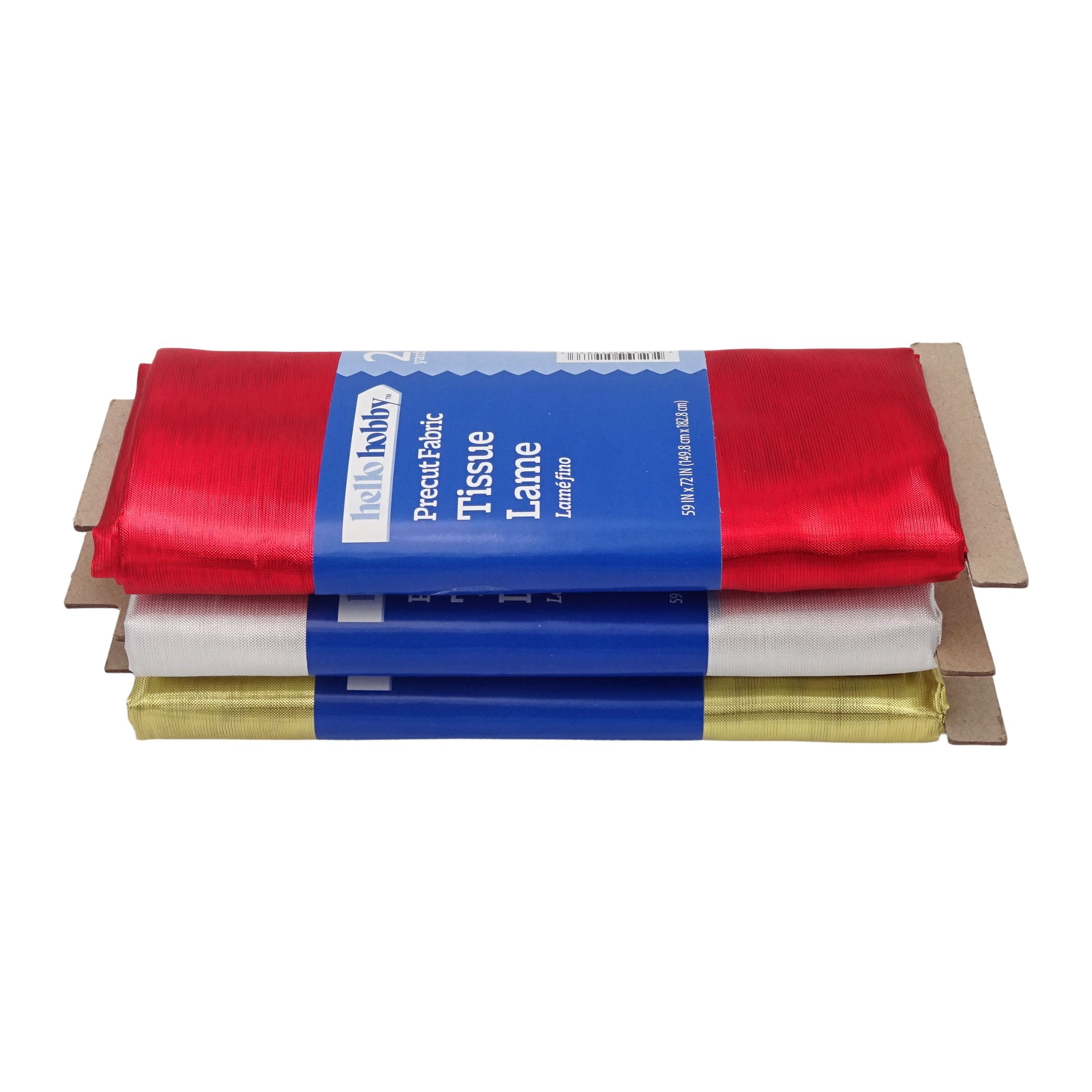 Hello Hobby 59” x 72” 73% Metallic 27% Polyester Tissue Lame 2 Yard Precut Fabric, Red, 59" Wide for Sewing & Crafting