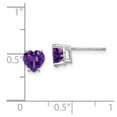 thumbnail image 3 of Solid 14k White Gold 6mm Heart Amethyst Purple February Gemstone Studs Earrings - 7mm x 6mm, 3 of 4