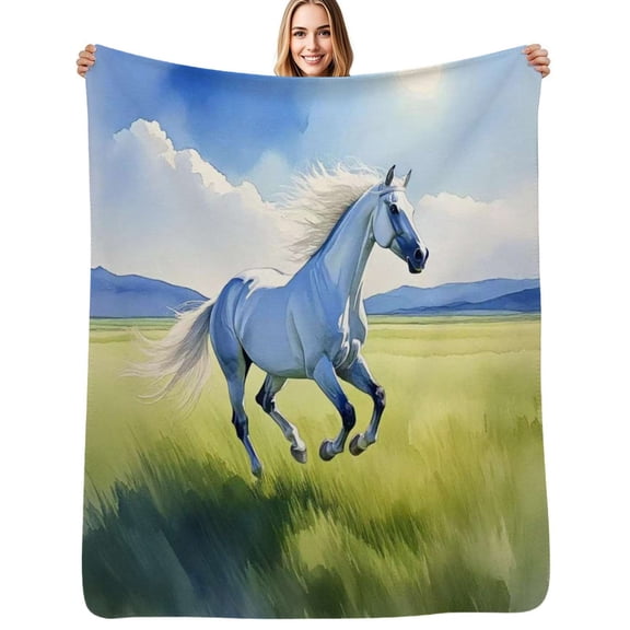 Strong horse Flannel Blanket Warm Soft Bedding Throws Winter Camping Chair Sofa Bed