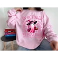 thumbnail image 4 of In October We Wear Pink Ghost Sweatshirt - Breast Cancer Awareness Halloween Crewneck, Cute Support Squad Pullover, 4 of 6