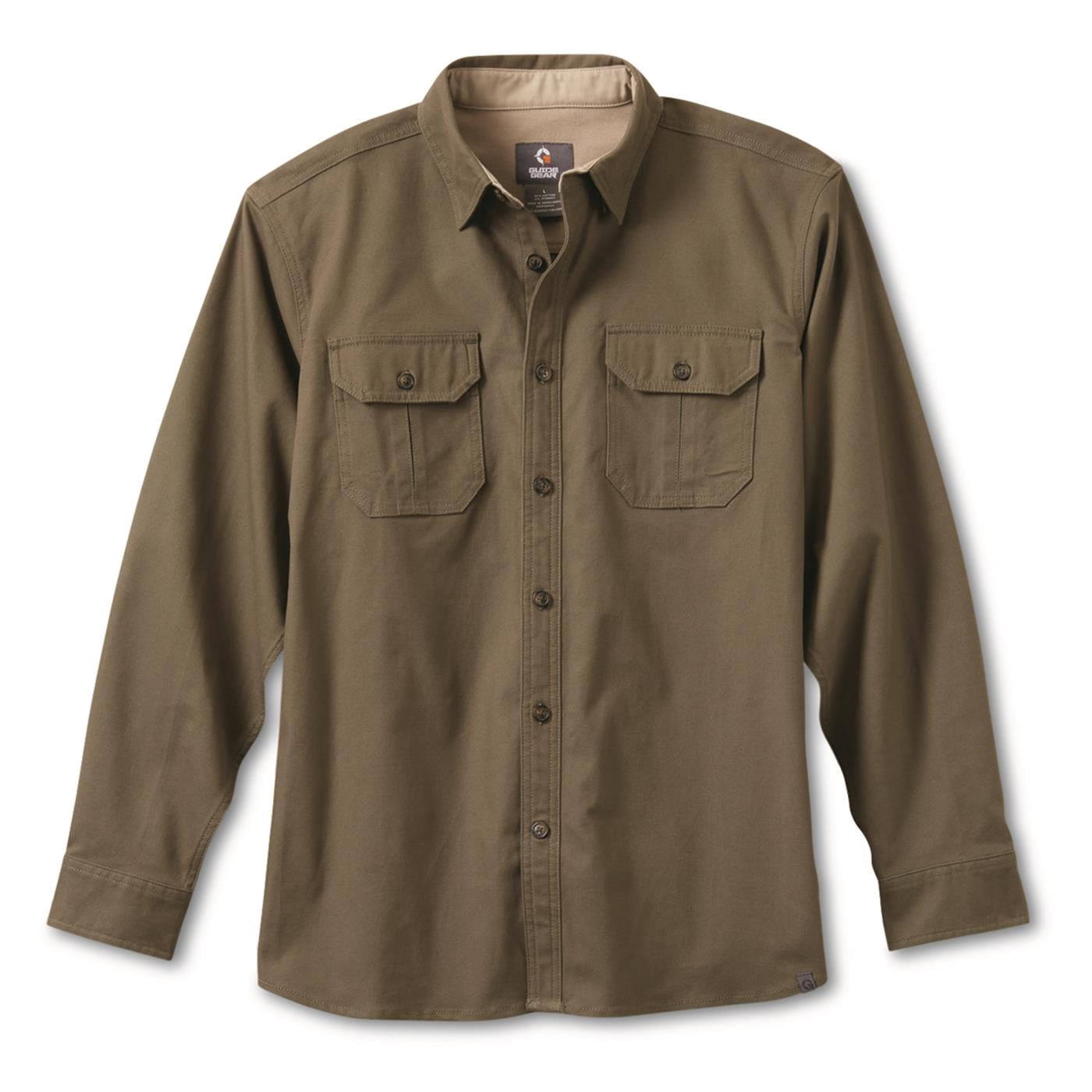 Guide Gear Men's Sportsman's Flex Canvas Shirt Moss Stone LARGE
