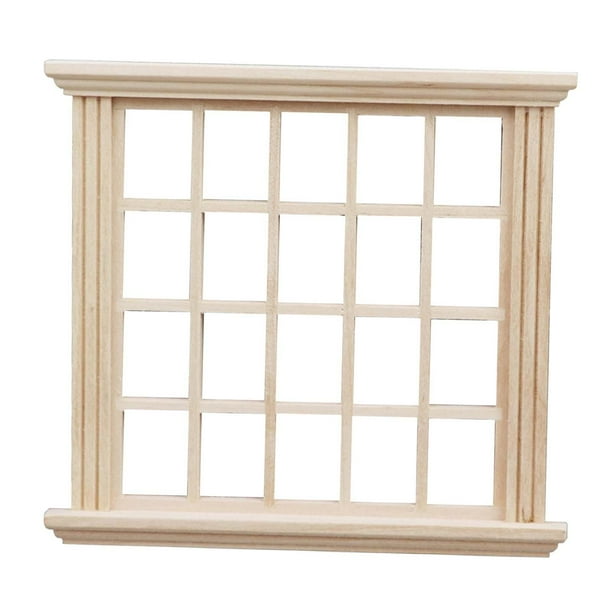 Ventanas en miniatura, decoración de modelo de muebles accesorios de casa de muñecas, modelo de marco de ventana de madera de simulación hecho a mano