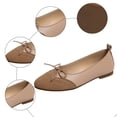 thumbnail image 7 of Rokment Women's Bowknot Ballet Flat Dressy Shoes Stylish Simple Color Block Ballerina Dress Slip on Loafers Casual Comfortable Walking Low Heels Fall Beige Size 6, 7 of 7
