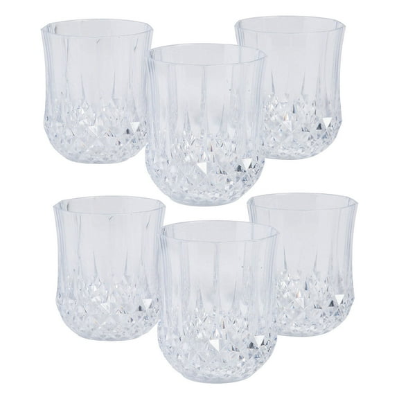 Fun Express 8 oz. Bulk 48 Count Clear Stemless Patterned Plastic Wine Glasses