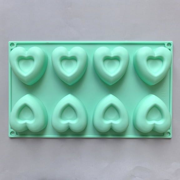 Valentine's Day Heart Shaped Silicone Molds Nonstick Heart Chocolate Muffin Molds for Christmas Valentine's Day Candy, Brownies, Tartlets, Soaps, Pudding, Dessert Baking(1PC,Green)