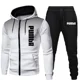 thumbnail image 3 of Conjuntos de chándal deportivo para hombre, sudadera con capucha de manga larga, chaquetas con cremallera y pantalones de jogging, ropa deportiva para correr de primavera y otoño, 3 of 5