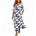thumbnail image 2 of QUNYINEY Fall Dresses for Women Plus Size Button Down Hawaiian 3/4 Sleeve Long Shirt Dress Casual with Pockets Loose Fit Collared A Line Dresses, 2 of 7