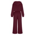 thumbnail image 4 of Women's 2 Piece Tracksuits Full Zip Hoodie Jacket and Wide Leg Joggers Pant Sets Pockets Loose Casual Sports Outfits (S, Wine), 4 of 6