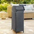 thumbnail image 6 of happimess Darla 31.39-Gallon All-Weather Wicker/Metal Swing Top Hideaway Outdoor Trash Can for Package Delivery, Patio Furniture, Cushions, Gardening Tools, Pool Supplies, Navy/White, HPM1202B, 6 of 9
