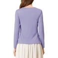 thumbnail image 3 of INSPIRE CHIC Women's Tie Front Long Sleeve Ruffled Hem Open Front Knit Cardigan L Light Purple, 3 of 7