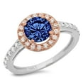 thumbnail image 2 of 1.86 ct Round Cut Simulated Tanzanite Solitaire with Accents Engagement Ring for Women in 18K White/Rose Gold, 2 of 2