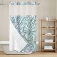 thumbnail image 6 of No Hook Cloth Fabric Shower Curtain with Snap in Liner, Teal Blue Starfish Coastal Waterproof Shower Curtains Set with See Through Top Window, Summer Botanical Coral Ocean Bath Curtains 36"x78", 6 of 9