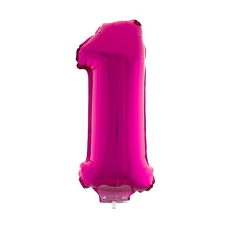Balloon-Foil on Stick-Number 1-16" Pink
