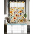 thumbnail image 6 of No Hook Cloth Fabric Shower Curtain with Snap in Liner, Purple Yellow Flowers Waterproof Shower Curtains Set with See Through Top Window, Retro Spring Pastoral Botanical Bath Curtains Shower 48"x72", 6 of 6