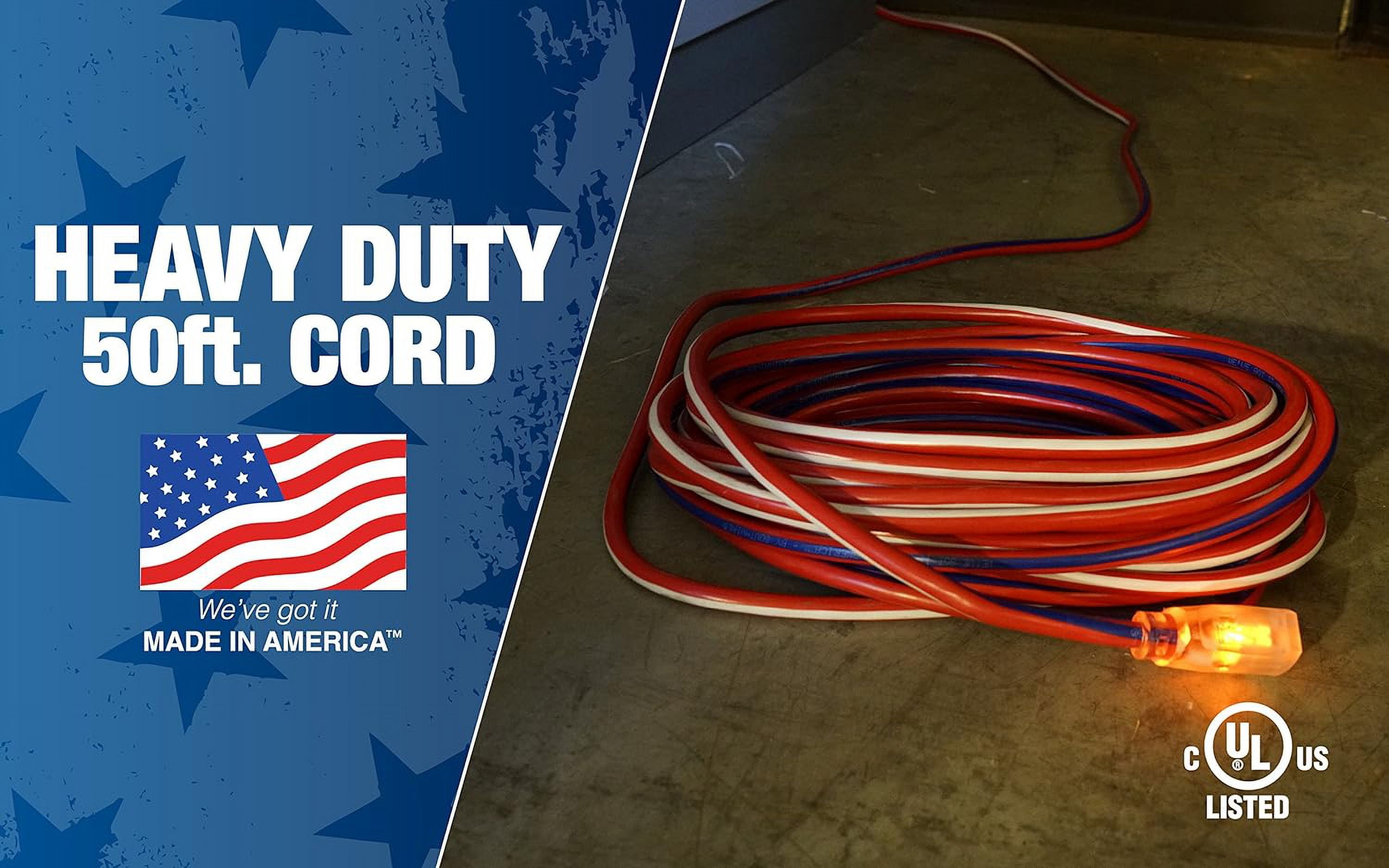 Southwire 02548-USA1 50-Foot Contractor Grade 12/3 with Lighted End American Made Extension Cord