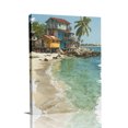 thumbnail image 4 of “Colorful Coastal Shack” Tropical Canvas Wall Art Ready to Hang for Living Room and Bedroom, 4 of 8