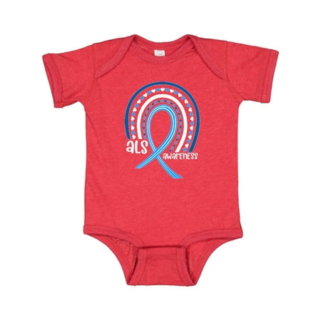 

Inktastic ALS Awareness Rainbow Ribbon and Hearts Gift Baby Boy or Baby Girl Bodysuit