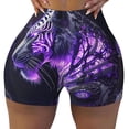 thumbnail image 2 of Susaid Purple Pattern White Tiger Print Intensify Workout Shorts for Women Seamless Scrunch Short Gym Yoga Running Sport Active Exercise Fitness Shorts-Large, 2 of 8