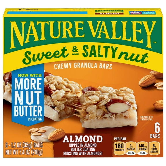 Pack of 2 Nature Valley Almond Sweet & Salty Nut Granola Bars, 6 ct (Package May Vary)