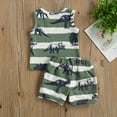 thumbnail image 4 of Toddler Infant Baby Boy 2Pcs Summer Outfits Set Dinosaur Print Sleeveless Tank Vest Top+Drawstring Pocket Shorts, 4 of 7