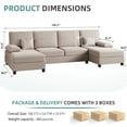 thumbnail image 4 of Walsunny Modern U-Shape Sectional Sofa, Chenille Fabric Modular Couch, 4 Seat Oversized Sofa with Chaise for Living Room, 4 of 11