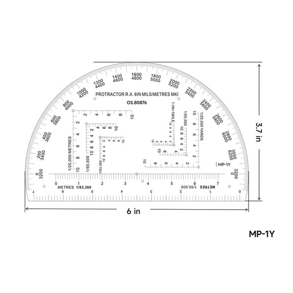 Protractor Coordinate Scale Navigation for Reading Maps with Ruler for G2Ab Mp-1