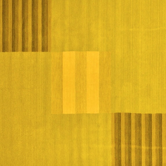 Ahgly Company Indoor Square Abstract Yellow Modern Area Rugs, 4' Square