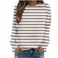 thumbnail image 3 of Jinhomg Womens Drop Shoulder Sweatshirt 2026 Fashion Striped Crew Neck Tops Fall Casual Comfy Long Sleeve Pullovers 2026 Trendy Going Out Wear Khaki XXL, 3 of 5