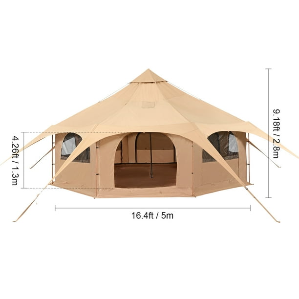 KFFKFF Canvas Tent, 4 Seasons 5 m/16.4 ft Bell Tent, Canvas