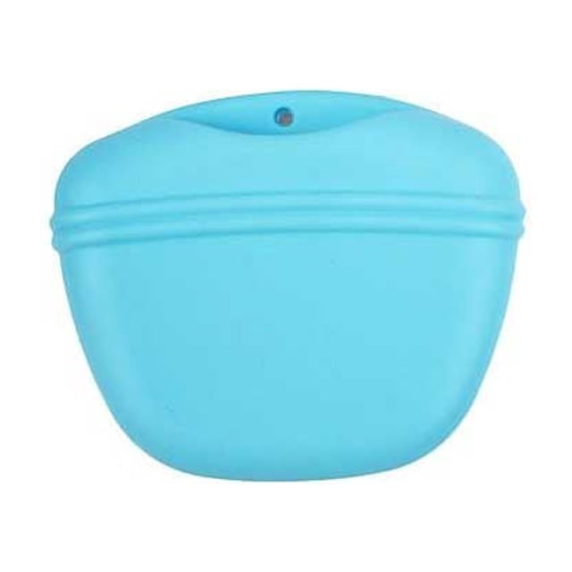 keepw Silicone Pet Snack Food Bag Portable Reusable Flexible Refillable Outdoor Training Playing Feeding Pouch Pack with Back Clip Blue