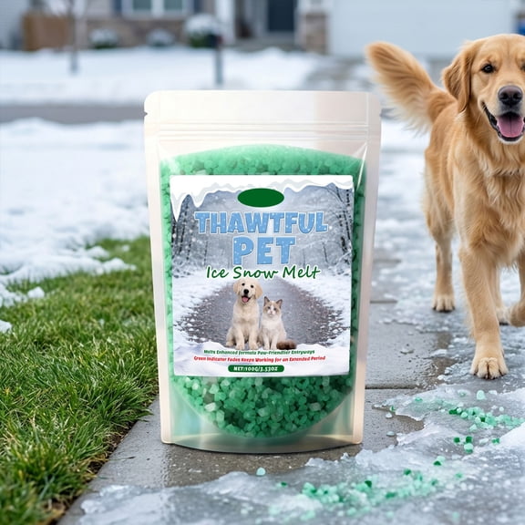 Sulaicai Pet Safe Ice Melt – Pet Friendly Ice Melt, Snow Melt – Green Granules with CMA, Driveway Salt & Sidewalk Salt for Ice (100g/3.35 oz)