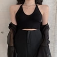 thumbnail image 3 of Women Halter Crop Top Summer Bustier Knit Bundle Bralette Curvy Ribbed Knit Cami, 3 of 5