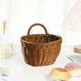 thumbnail image 3 of Mini Wall Hanging Organizer, 4.5 Inch Imitation Rattan Woven Basket, 1 Count, Tiny Plastic Pocket For Kitchen Gadgets, Boho Nursery Decor, Bathroom Cotton Swab Holder, Garlic Ginger Storage, 3 of 3