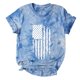 thumbnail image 1 of Camiseta de mujer, divertida y linda camiseta de manga corta, camiseta con estampado de bandera del Día de la independencia, camiseta teñida anudada, blusa, regalo para mujer Pompotops  hkajfhjk467520, 1 of 7