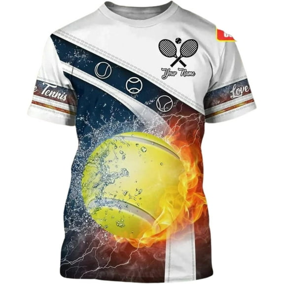 Personalized 3D Printed Tennis Shirt, Men's & Women's - Player Gift Tee - Uniform (T-shirt, S)