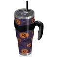 thumbnail image 2 of 40oz Tumbler,Halloween Pumpkins and Bats on Purple Insulated Tumblers with Removable Handle,Stainless Steel Double Vacuum Coffee Tumbler Cup with Straw for Home,Office,Travel,Party, 2 of 5