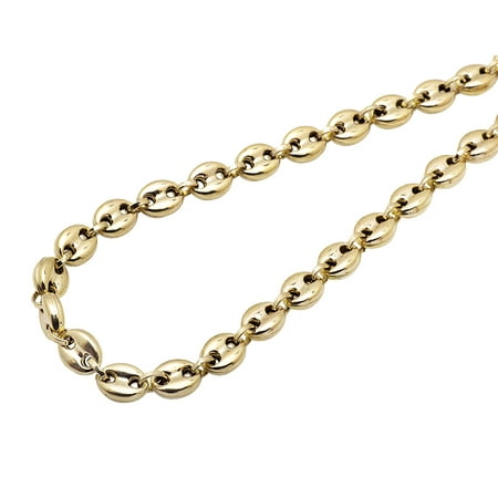 10k Yellow Gold 7mm Puffed Mariner Anchor Link Chain Necklace 24 36 Inches