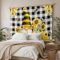 thumbnail image 3 of Yellow Sunflower Tapestry for Bedroom Wall Hanging Tapestry, Spring Summer Bee Gnomes Black Plaid Ceiling Backdrop Tapestries Poster Blanket Wall Decor for Teens Room Living Room Dorm 59" x 79", 3 of 8