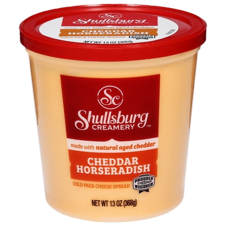 Shullsburg Creamery Horseradish Cheddar Spreadable Cheese Spread, 13 oz, Tub, Refrigerated