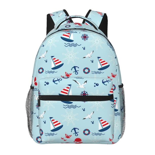 Balery Sailboats Anchors Mochila Escolar Impresa, Mochila Ligera para Viajes Casual, Mochila Duradera y Cómoda Multifuncional, Mochila para Laptop-One Size