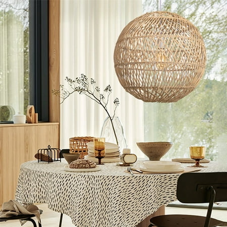 

Handwoven Ball Pendant Light Fixtures Rattan Hanging Lamp Bamboo Chandelier 1 Light 19.5 x 17.9