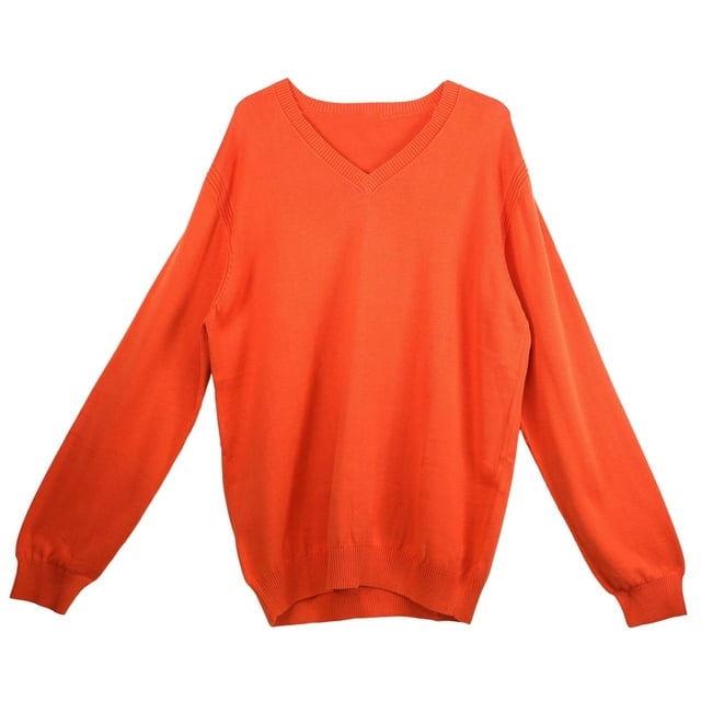 Peru Unlimited Chandail en Jersey à Col en V pour Homme, Coupe Classique, Orange Brûlé - m