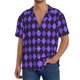 thumbnail image 1 of Fotbe purple argyle Camisa Estampada de Manga Corta para Hombre, Casual de Verano, Estilo Playero, Sin Arrugas-4X-Large, 1 of 5
