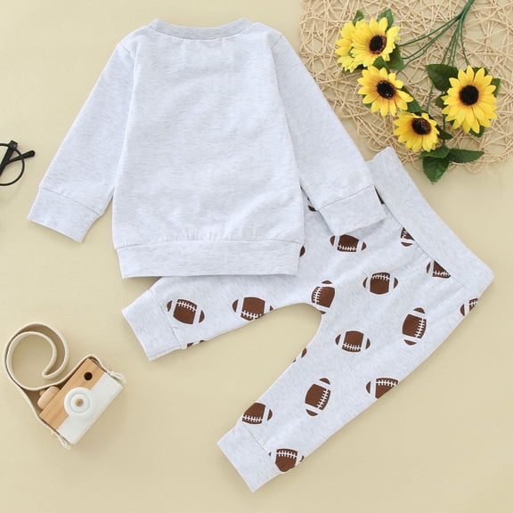 Vedolay Boys Sets Boy's 2 Piece Outfits Floral Cold Shoulder Top and Bow Ruffle Hem Pants Set,Gray 3-4 Years