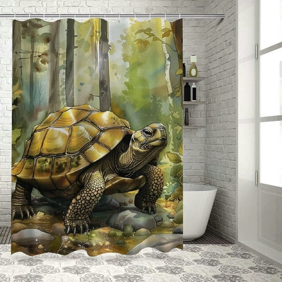 Orinice Tropical Turtle Shower Curtain Sets Jungle Forest Animal Bath Curtains Cartoon Bathroom Decor Sets Grommet with Hooks 36x72
